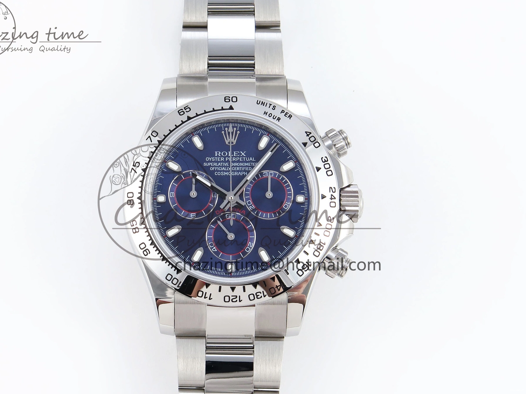 116509 OMF DIAL SS BEST ON A7750 DAYTONA BLUE MOVEMENT) SS STICK BRACELET (SLIM EDITION 1219